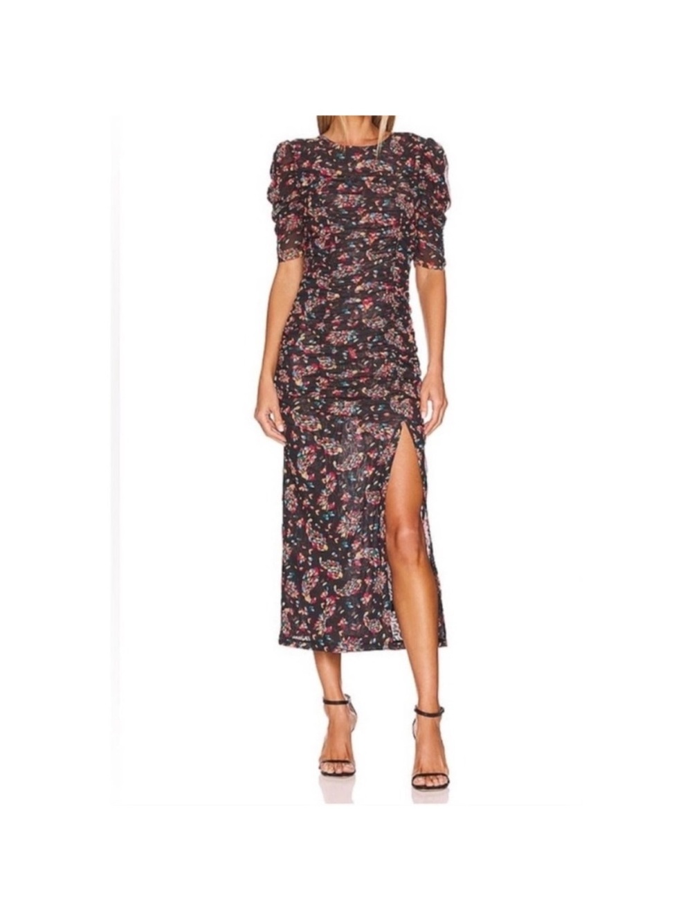 FREE PEOPLE Briella Midi Floral Ruched Dress